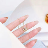 JUWANG Astronaut Moon Necklace 14K Plated Charm Lady Jewelry