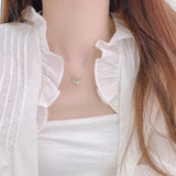 JUWANG Astronaut Moon Necklace 14K Plated Charm Lady Jewelry
