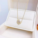 JUWANG Astronaut Moon Necklace 14K Plated Charm Lady Jewelry