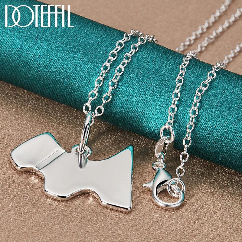 925 Silver Chain Dog Tag Pendant Necklace for Women