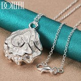 925 Silver Rose Flower Pendant Necklace 18-30 Inch Chain Wedding Engagement