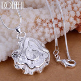 925 Silver Rose Flower Pendant Necklace 18-30 Inch Chain Wedding Engagement