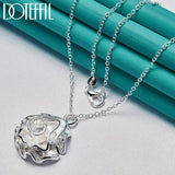925 Silver Rose Flower Pendant Necklace 18-30 Inch Chain Wedding Engagement