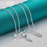 925 Silver Jesus Cross Pendant Necklace 18-3 Inch Chain