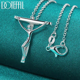 925 Silver Jesus Cross Pendant Necklace 18-3 Inch Chain