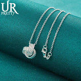 925 Silver Tennis Pendant Necklace Chain for Woman Wedding Jewelry