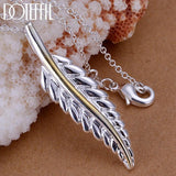 925 Silver Feather Pendant Necklace Snake Chain 18-30 Inch Women Wedding Jewelry