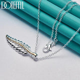 925 Silver Feather Pendant Necklace Snake Chain 18-30 Inch Women Wedding Jewelry