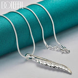 925 Silver Feather Pendant Necklace Snake Chain 18-30 Inch Women Wedding Jewelry