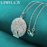 925 Silver Picture Frame Pendant Necklace for Women
