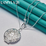 925 Silver Picture Frame Pendant Necklace for Women