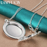 925 Silver Picture Frame Pendant Necklace for Women
