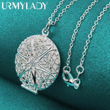925 Silver Picture Frame Pendant Necklace for Women