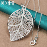 Sterling Silver Big Leaf Pendant Necklace 16-30 Inch Chain Wedding Jewelry