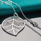 Sterling Silver Big Leaf Pendant Necklace 16-30 Inch Chain Wedding Jewelry