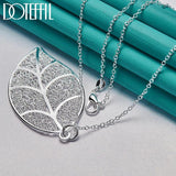 Sterling Silver Big Leaf Pendant Necklace 16-30 Inch Chain Wedding Jewelry