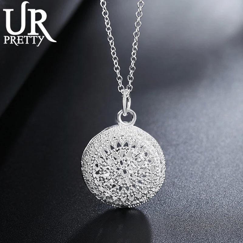 925 Silver Hollow Round Necklace 16-30 Inch Chain Wedding Jewelry