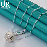 925 Silver Hollow Round Necklace 16-30 Inch Chain Wedding Jewelry