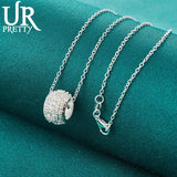 925 Silver Hollow Round Necklace 16-30 Inch Chain Wedding Jewelry