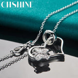 925 Silver Heart Butterfly Necklace 16-30 Inch Charm Jewelry