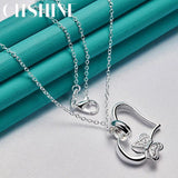925 Silver Heart Butterfly Necklace 16-30 Inch Charm Jewelry