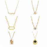 18K Summer Mama Clavicle Chain Necklace CZ