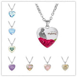 Crystal Heart Shaped MOM Necklace