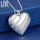 925 Sterling Silver Love Frame Pendant Necklace 20 Inch Snake Chain