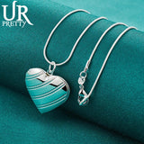 925 Sterling Silver Love Frame Pendant Necklace 20 Inch Snake Chain