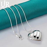 925 Sterling Silver Love Frame Pendant Necklace 20 Inch Snake Chain