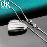 925 Sterling Silver Love Frame Pendant Necklace 20 Inch Snake Chain