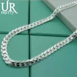 925 Silver Necklace 6MM Flat Snake Link Chain Collar for Men Women