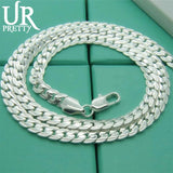 925 Silver Necklace 6MM Flat Snake Link Chain Collar for Men Women