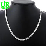 925 Silver Necklace 6MM Flat Snake Link Chain Collar for Men Women
