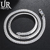 925 Silver Necklace 6MM Flat Snake Link Chain Collar for Men Women