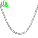 925 Silver Necklace 6MM Flat Snake Link Chain Collar for Men Women
