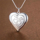 925 Silver Love Frame Pendant Necklace Snake Chain Wedding Jewelry