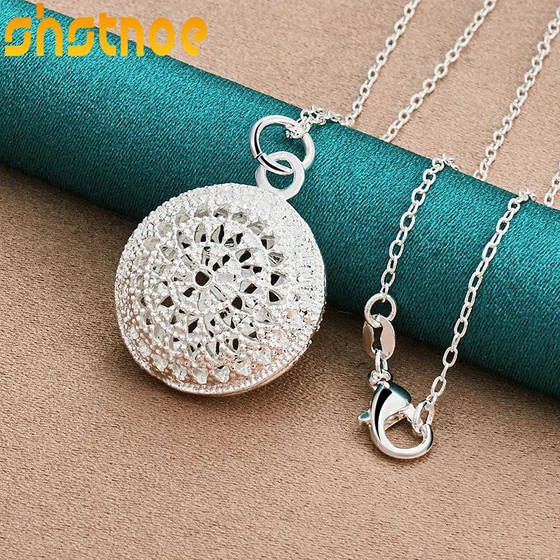 925 Silver 16-30 Inch Chain Pendant Necklace Women Engagement Wedding Gift