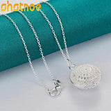 925 Silver 16-30 Inch Chain Pendant Necklace Women Engagement Wedding Gift