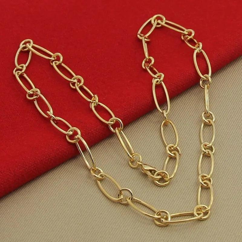 925 Silver 18k Necklace Paper Clip Chain Charm Jewelry