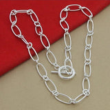 925 Silver 18k Necklace Paper Clip Chain Charm Jewelry