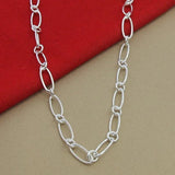 925 Silver 18k Necklace Paper Clip Chain Charm Jewelry