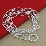 925 Silver 18k Necklace Paper Clip Chain Charm Jewelry