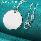 925 Sterling Silver Round Pendant Necklace For Women