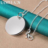 925 Sterling Silver Round Pendant Necklace For Women