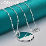 925 Sterling Silver Round Pendant Necklace For Women