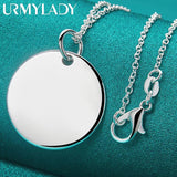 925 Sterling Silver Round Pendant Necklace For Women