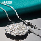 925 Silver Round Photo Frame Pendant Necklace 16-30 Inch Chain Women
