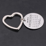 Data Calendar Keychain Heart Keyring Couples Anniversary Family Birthday