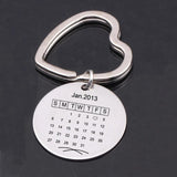 Data Calendar Keychain Heart Keyring Couples Anniversary Family Birthday